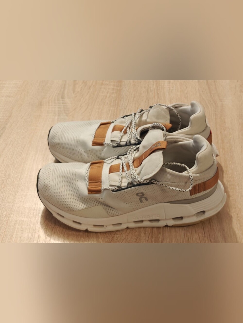 On Cloudnova Running Shoes White/Pecan 2699173 Men’s Sneakers Size 9.5